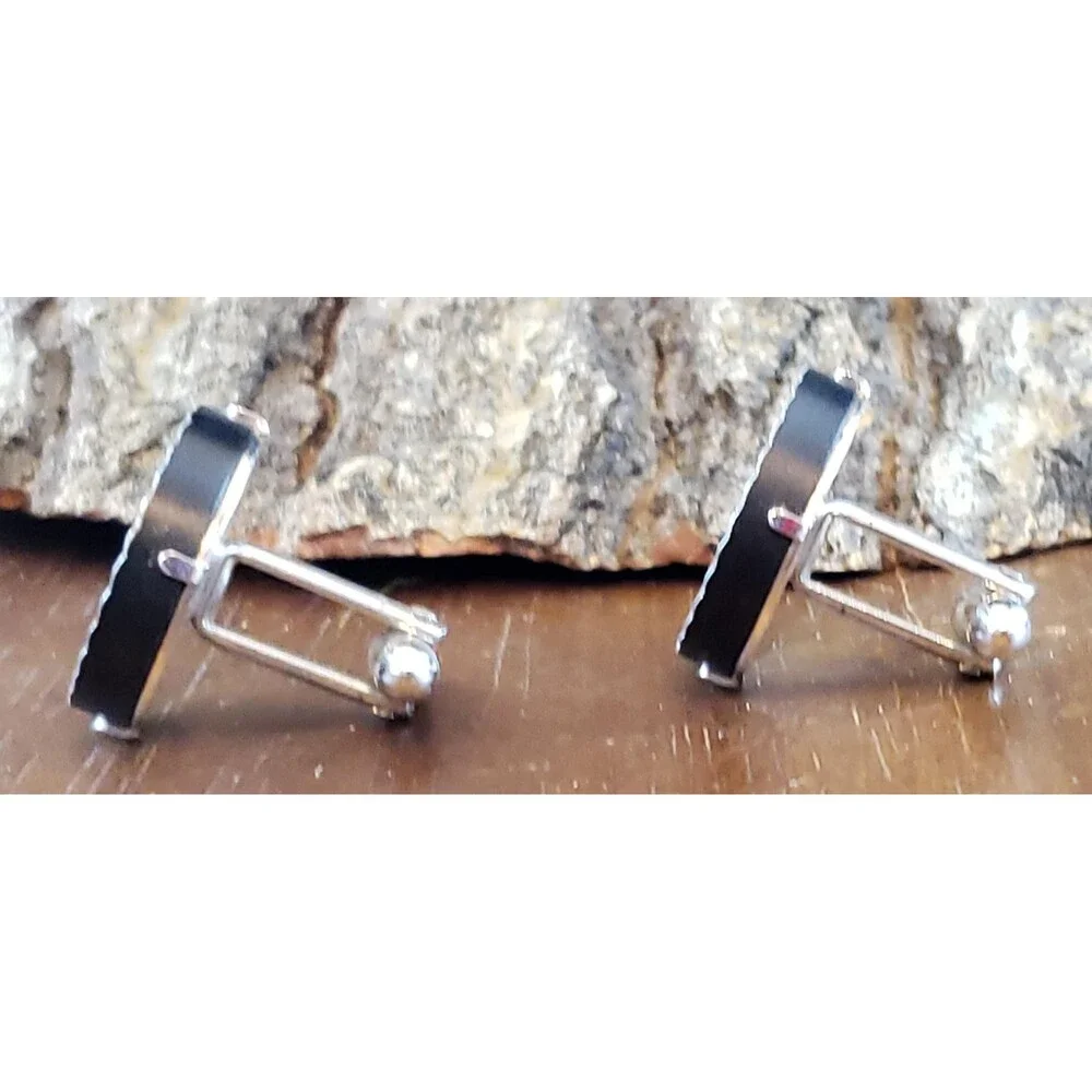Vtg Swank Round Profile in Black of Spartan/Roman Solider Silver Tone Cuff Links